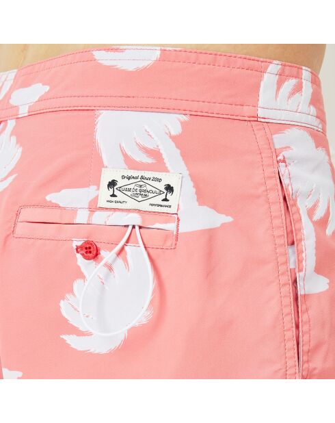 Pantalones cortos de baño estampados en color gris y coral