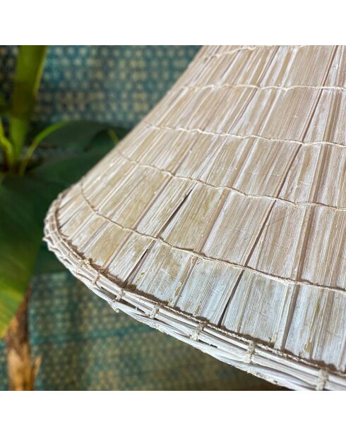 Suspension en feuilles de palmier maa beige/blanc - 55x28 cm