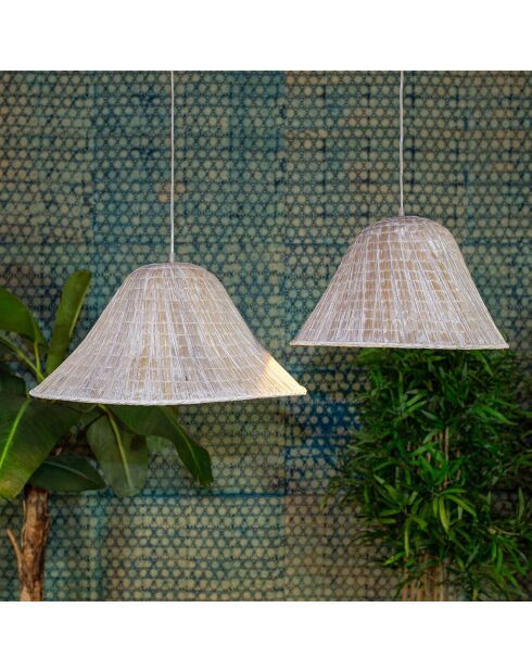 Suspension en feuilles de palmier maa beige/blanc - 55x28 cm