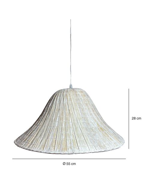 Suspension en feuilles de palmier maa beige/blanc - 55x28 cm