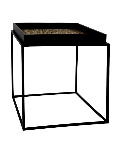 Table d'appoint en noix de coco lamai noir/brique - 40x40x45 cm