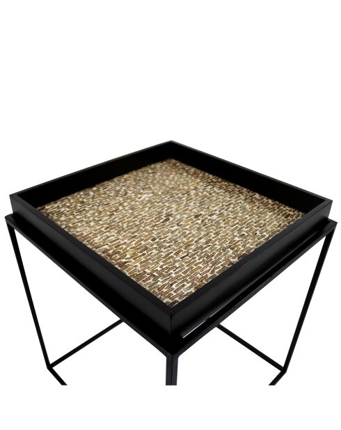 Table d'appoint en noix de coco lamai noir/brique - 40x40x45 cm