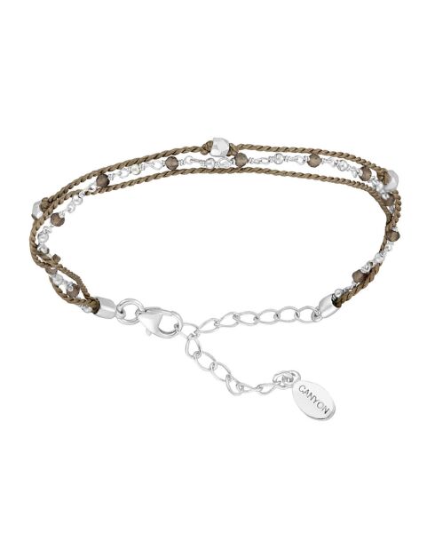 Bracelet Multi Rangs en Argent & Quartz fumé