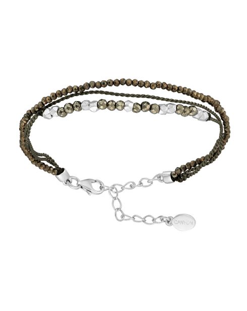 Bracelet Multi Rangs en Argent & Pyrite