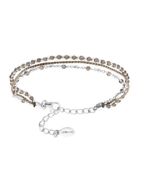 Bracelet Multi Rangs en Argent & Quartz fumé