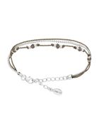 Bracelet Multi Rangs en Argent & Quartz fumé