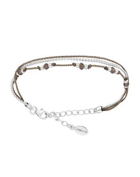 Bracelet Multi Rangs en Argent & Quartz fumé