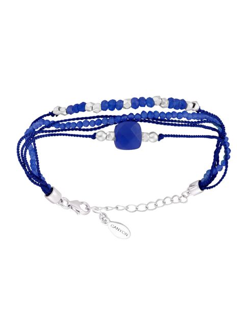 Bracelet Multi Rangs en Argent & Calcédoine bleue