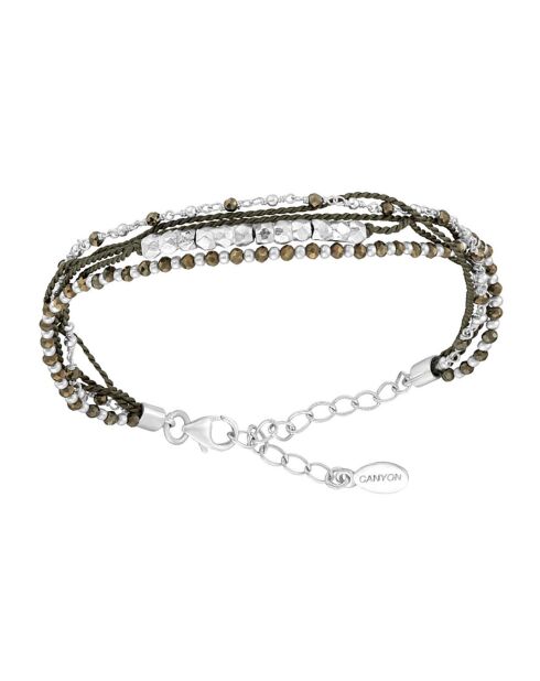 Bracelet Multi Rangs en Argent & Pyrite
