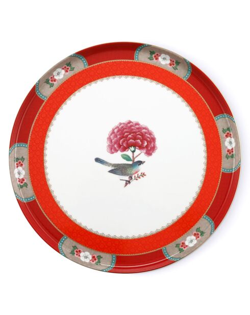 Plat gâteau en Porcelaine Blushing Birds rouge - 31.4x31.4x8.9 cm