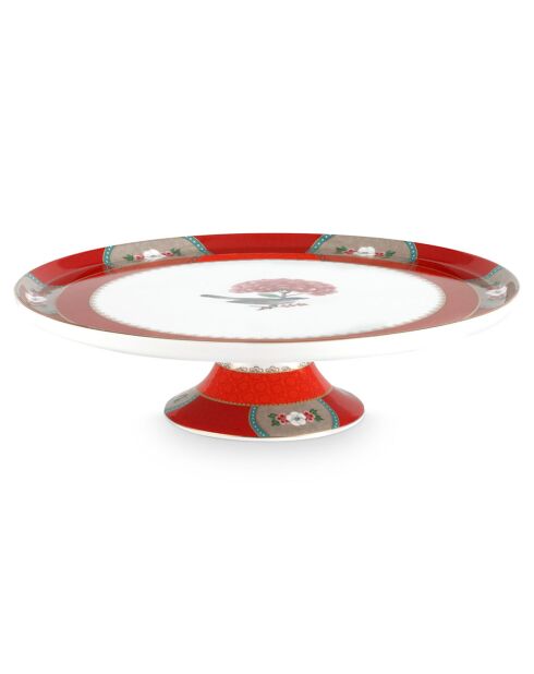 Plat gâteau en Porcelaine Blushing Birds rouge - 31.4x31.4x8.9 cm