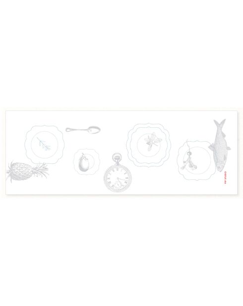 Camino de mesa blanco real con placas bordadas, 60 x 180 cm