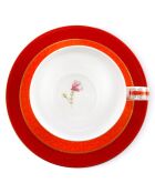 6 Tasses à thé avec soucoupes en Porcelaine Blushing Birds rouges - 28 cl
