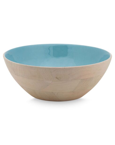 Insalatiera Blushing Birds in legno smaltato blu - D.32 cm