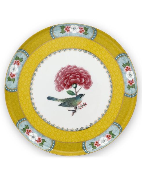 Mini Plat à gâteau en Porcelaine Blushing Birds jaune - 21.5 cm