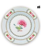 6 Assiettes à pain en Porcelaine Blushing Birds blanches - D.17.4 cm