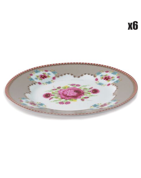 6 platos para pan de porcelana color beige Early Bird, diámetro 17,4 cm
