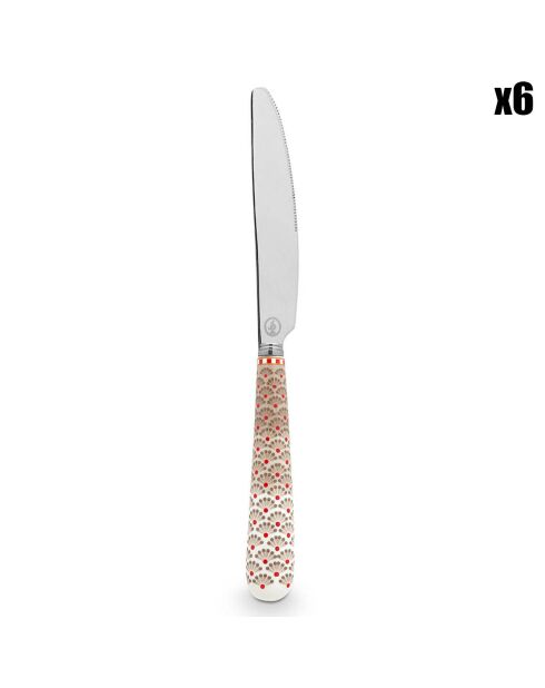 6 Couteaux Floral kaki - 21.6 cm