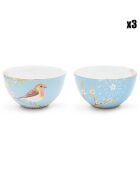 6 blaue Early Bird Porzellanschalen - D.15 cm
