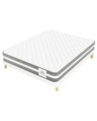 Ensemble Matelas + Sommier Leon gris/blanc - 140x190 cm