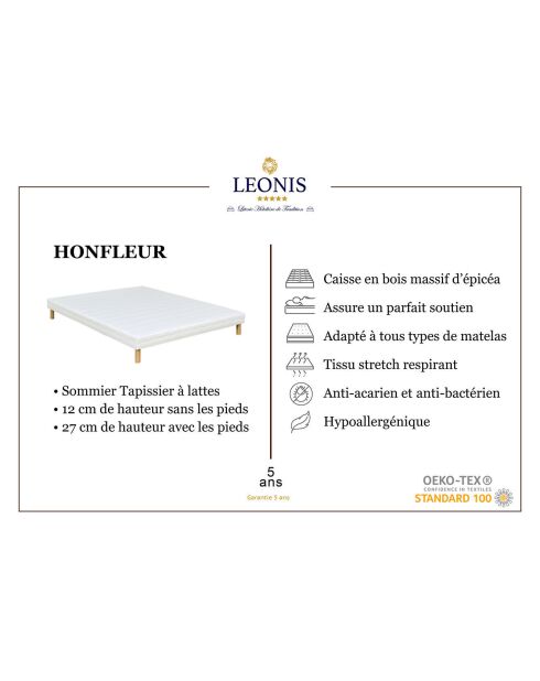 Ensemble Matelas + Sommier Leon gris/blanc - 140x190 cm