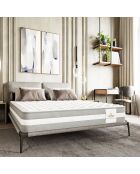 Ensemble Matelas + Sommier Leon gris/blanc - 140x190 cm