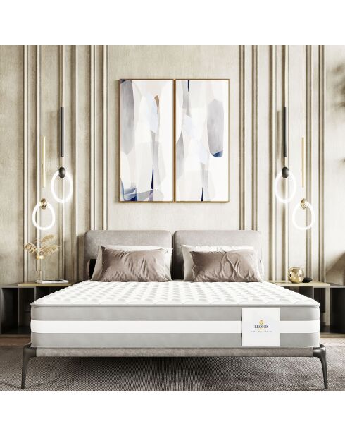 Ensemble Matelas + Sommier Leon gris/blanc - 140x190 cm