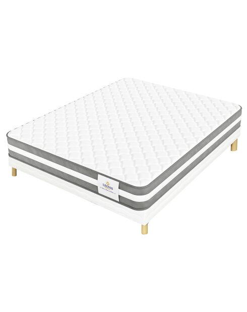 Ensemble Matelas + Sommier Leon gris/blanc - 160x200 cm