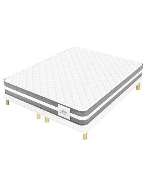 Ensemble Matelas + 2 Sommiers Leon gris/blanc - 2x80x200 cm