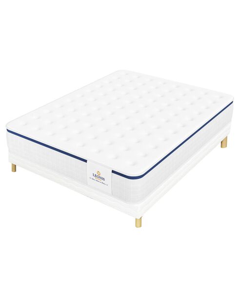 Ensemble Matelas + Sommier Vasco bleu/blanc - 140x190 cm