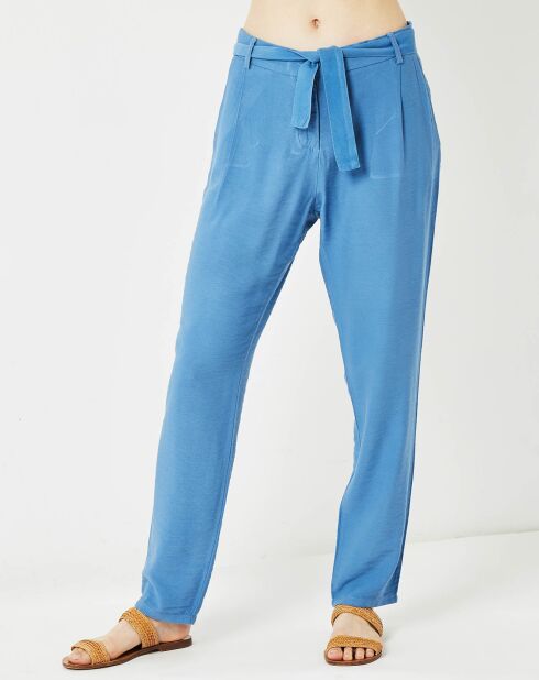 Pantalon fluide Cado bleu