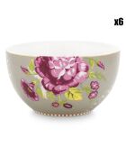 6 Bols en Porcelaine Early Bird Fleurs kaki - D.12 cm