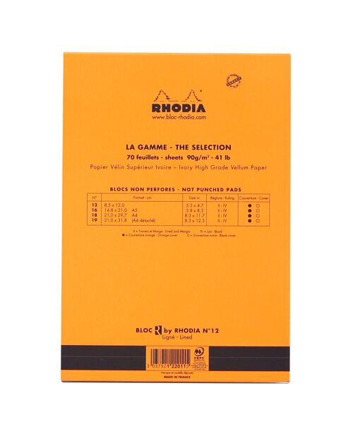 3 Blocs agrafés n°12 70 feuillets lignés oranges - 8.5x12 cm