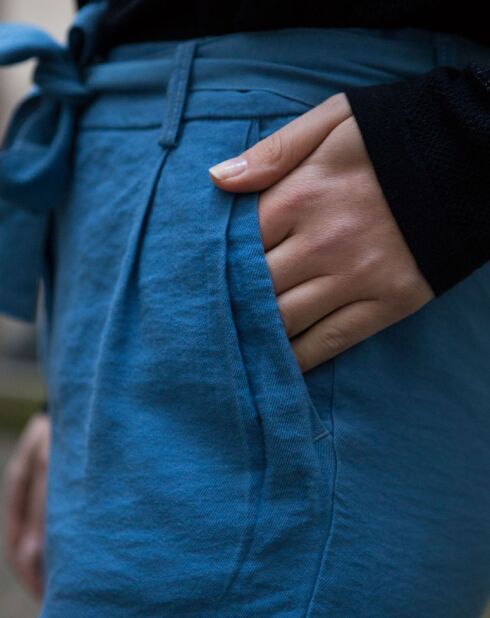 Pantalon fluide Cado bleu