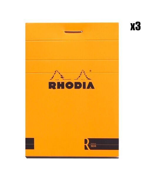 3 Blocs agrafés n°12 70 feuillets lignés oranges - 8.5x12 cm