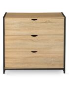 Commode 3 tiroirs memphis marron/noir - 82x40x75 cm