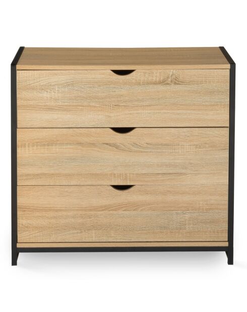 Commode 3 tiroirs memphis marron/noir - 82x40x75 cm