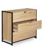 Commode 3 tiroirs memphis marron/noir - 82x40x75 cm