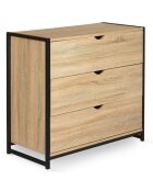Commode 3 tiroirs memphis marron/noir - 82x40x75 cm