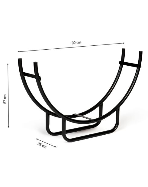 Porte-buche acier arche noir - 48x38.5x42 cm