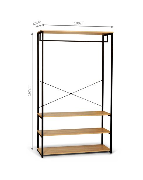 Vestidor industrial marrón/negro Detroit gm - 100x40x167 cm