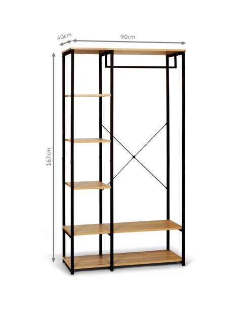 Vestidor industrial doble Detroit marrón/negro - 90x40x167 cm