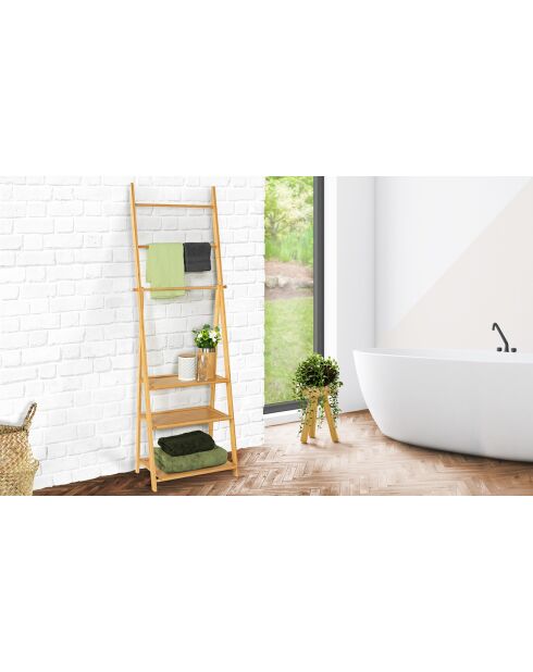 Lana servethouder van bamboe 3 planken bruin - 53x31x152 cm