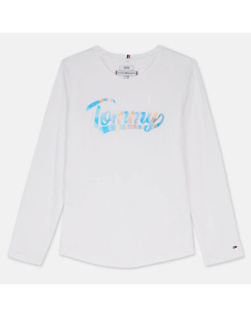 T-Shirt en Coton à logo tommy Irisé blanc