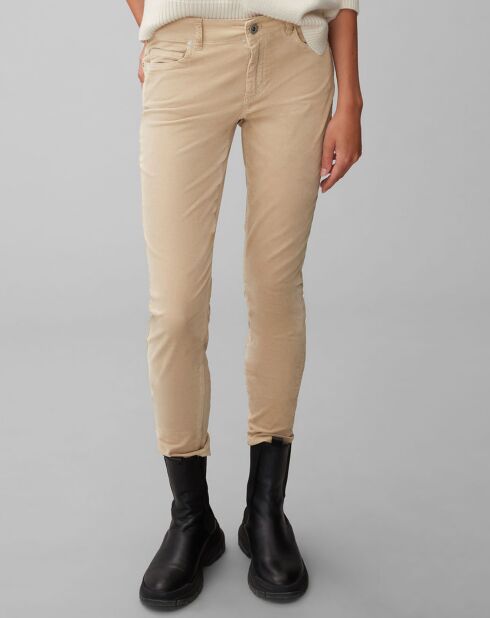 Pantalon slim Albi effet Velours beige