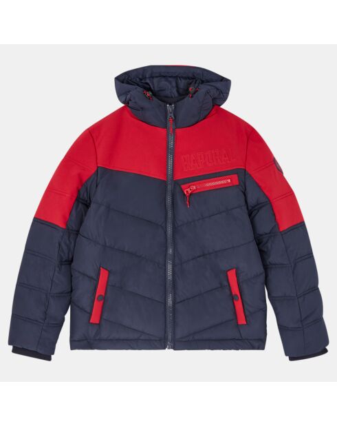 Doudoune à capuche Omega Bicolore bleu/rouge
