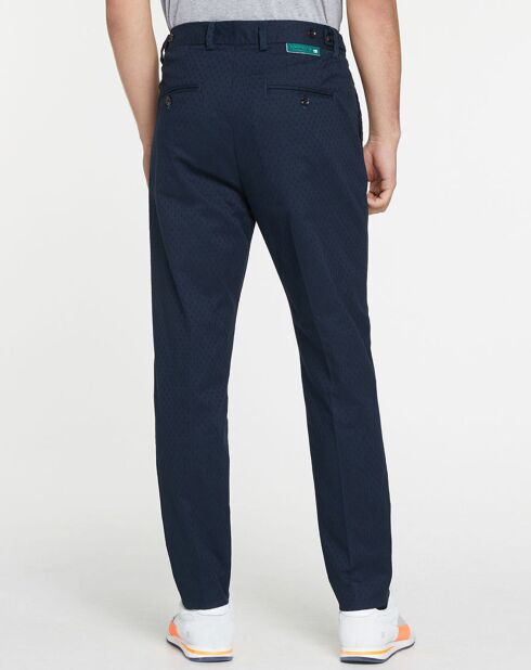 Pantalon Slim Fit Fave à micro motif bleu marine