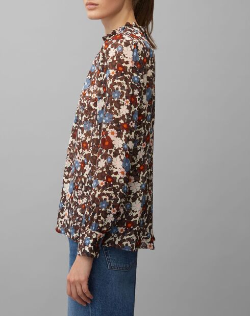 Blouse Romantique Fleur marron/multicolore