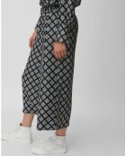 Pantalon jupe-culotte fluide imprimé noir