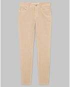 Pantalon slim Albi effet Velours beige